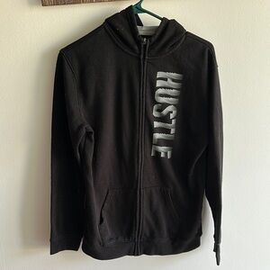 Black Fleece Hoodie XL Xersion size XL 18/20 youth “HUSTLE”